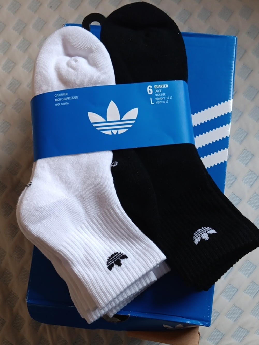 adidas Men's Quarter Socks - Black & White (6 Pack)